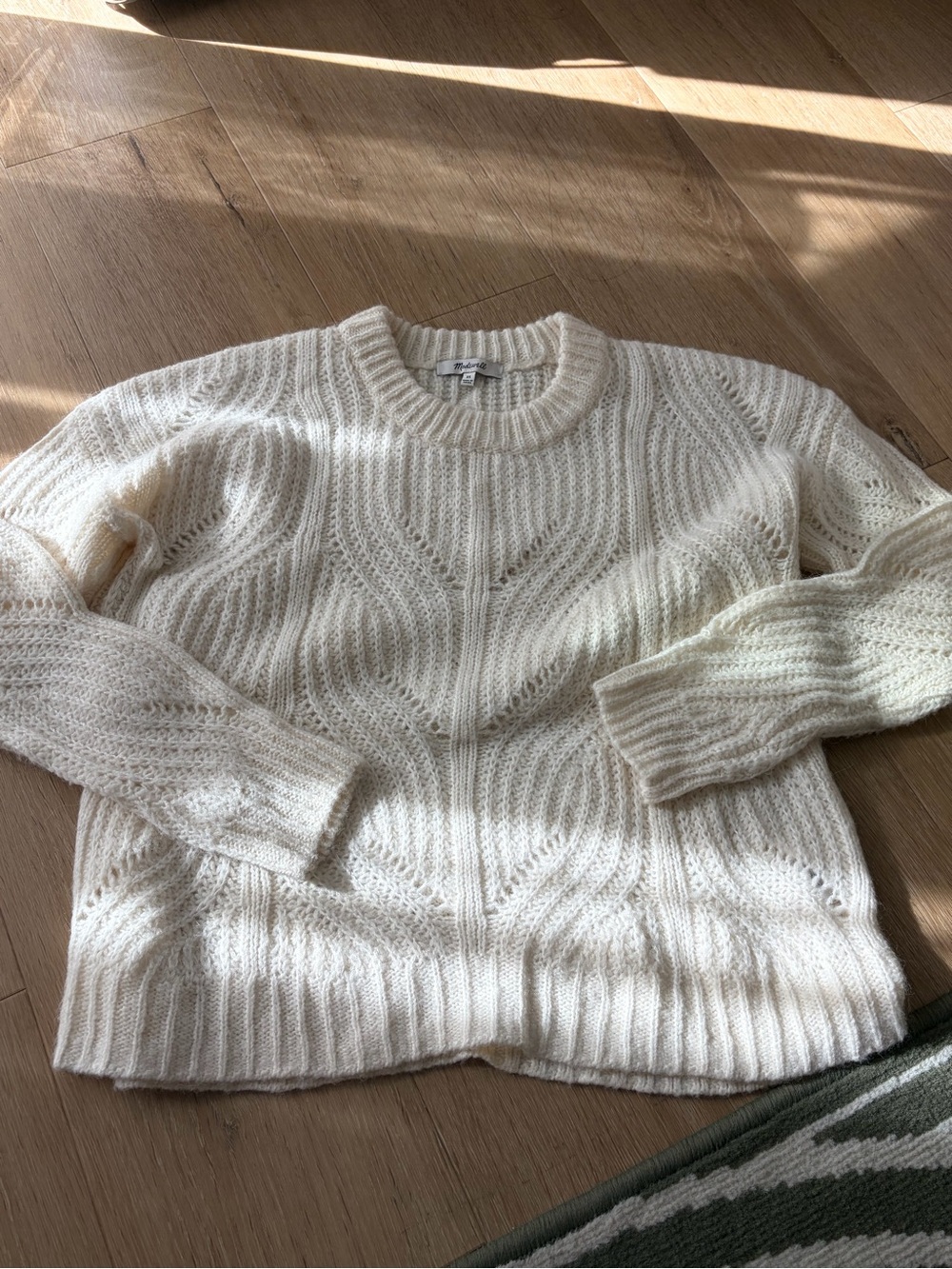 Madewell Cream Crewneck Cable Knit Sweater